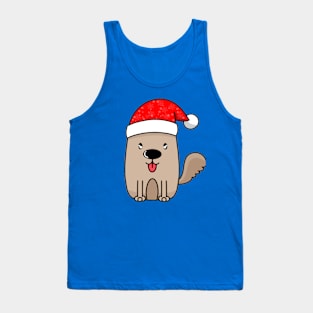 Cute dog wearing Santa Claus hat,Hand drawn Tank Top